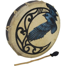 Load image into Gallery viewer, Ceremonial Drum - Moon &amp; Raven
