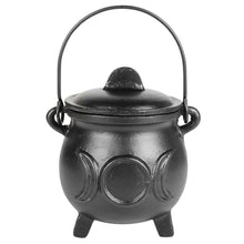 Load image into Gallery viewer, Cast Iron Cauldron Triple Moon
