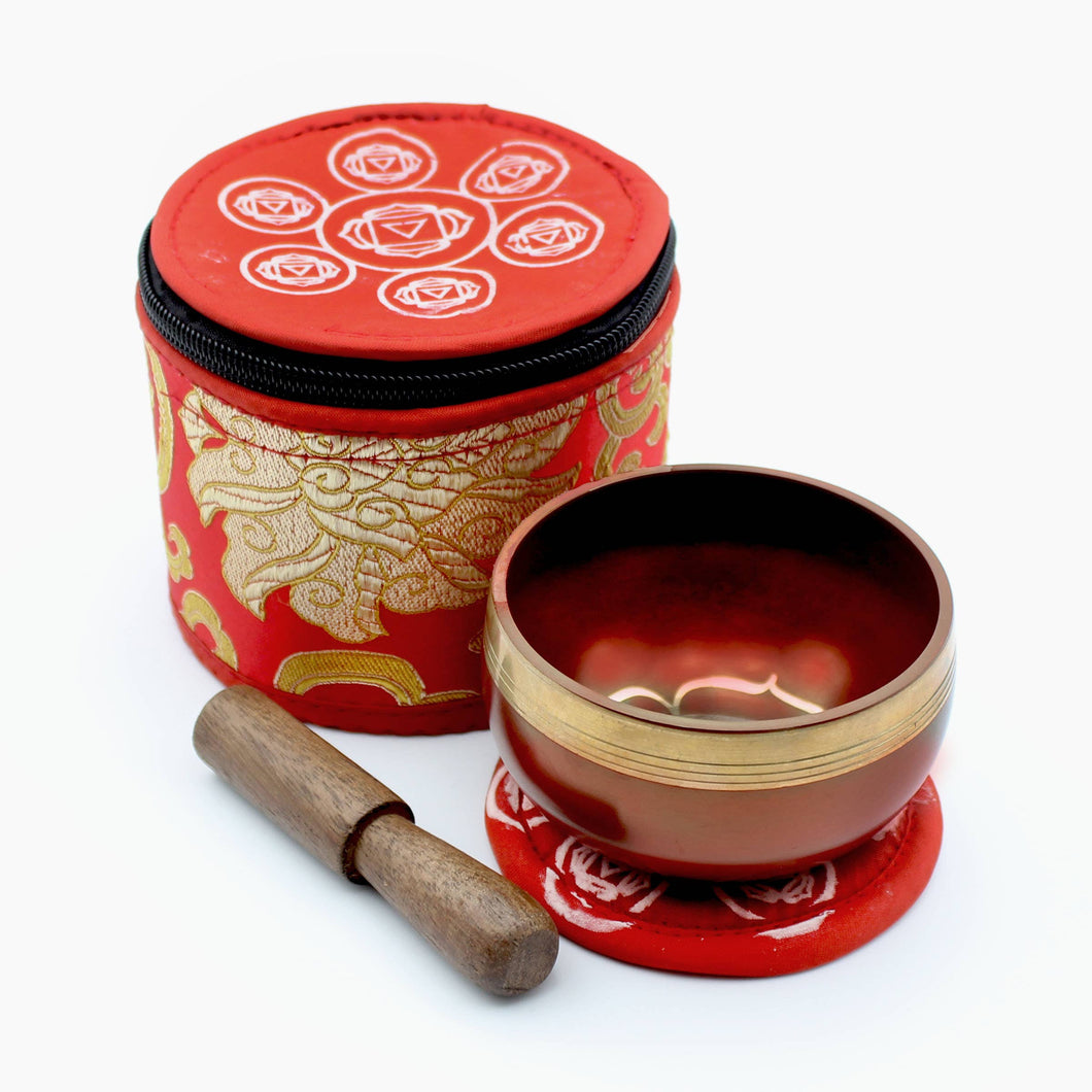 Metal Singing Bowl in Silk Case - Root Chakra