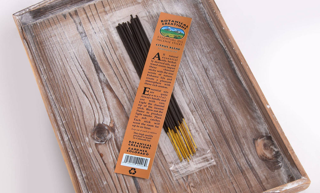 Citrus Blend Essential Oil Incense Sticks: Small