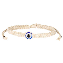 Load image into Gallery viewer, Hemp Evil Eye Pull Tie Bracelet
