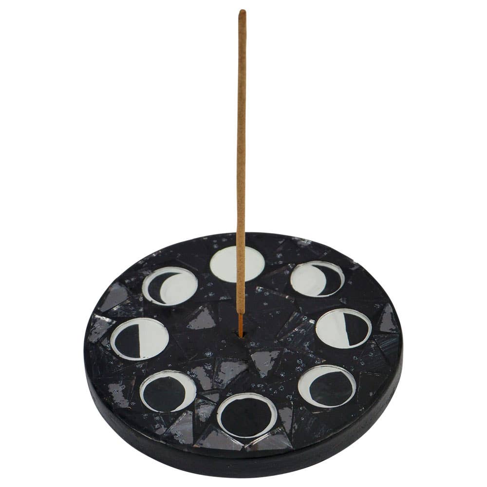 Round Mosaic Moon Phase Incense Holder