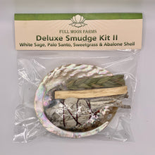 Load image into Gallery viewer, Deluxe Smudge Kit II: White Sage, Palo Santo, Sweetgrass &amp; Abalone Shell
