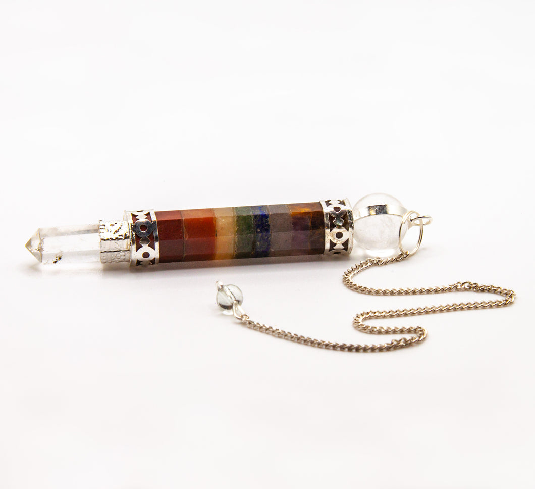 Chakra Bonded Pendulum w/Clear Quartz Point