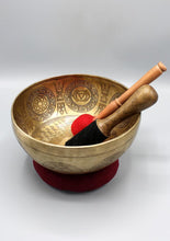 Load image into Gallery viewer, Seven Chakra Carved Meditation Tibetan Singing Bowl
