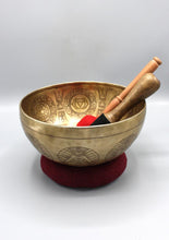 Load image into Gallery viewer, Seven Chakra Carved Meditation Tibetan Singing Bowl
