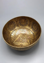 Load image into Gallery viewer, Seven Chakra Carved Meditation Tibetan Singing Bowl
