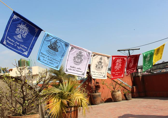 Tibetan Lucky Symbols Cotton Hemmed Prayer Flags